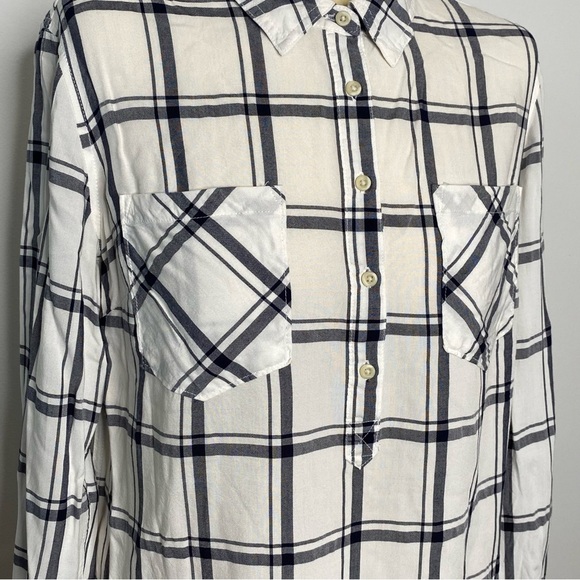 A New Day Navy Plaid Half Button Front Shirt - Picture 3 of 6